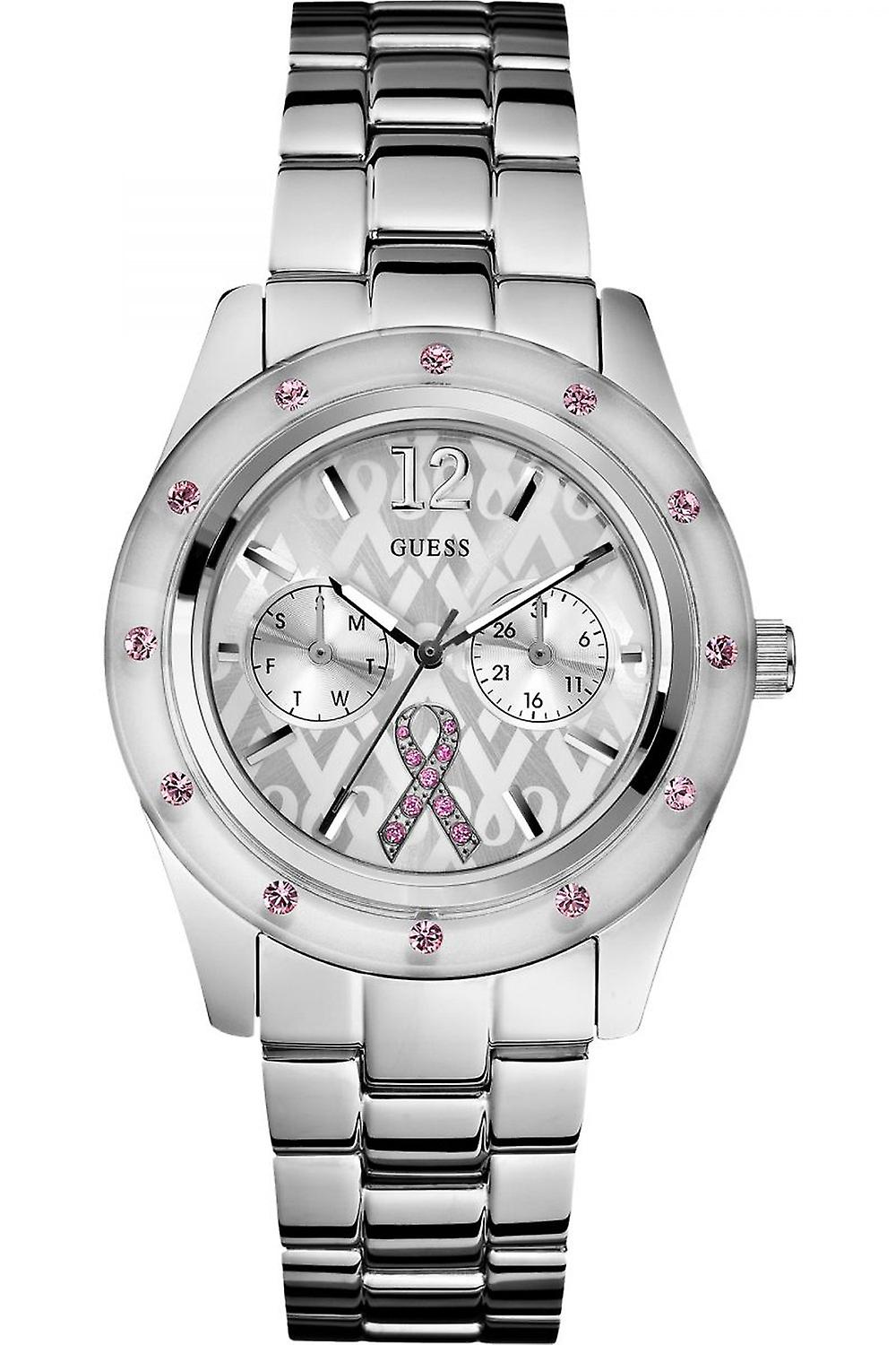 Guess sparkling pink Quartz Analog Women's Watch with W12644L1 Stainless Steel Bracelet