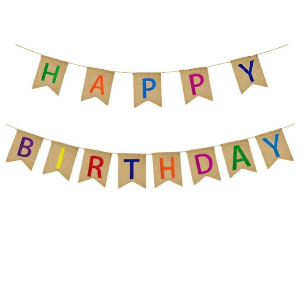 Rainbow First Birthday Burlap Banner