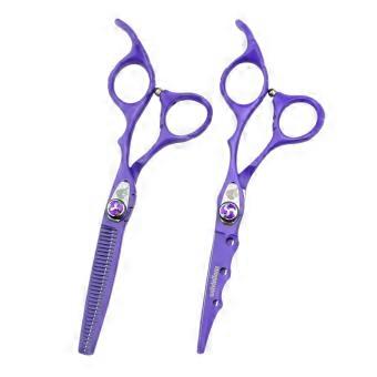 Professional Hairdressing Scissors Set Purple, 6 Inch Cutting and Thinning with Comfort Grip