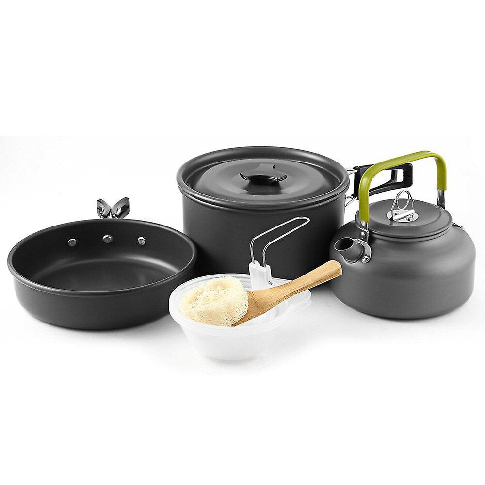 10 Pcs 2-3 Person Camping Cookware Set Outdoor Tableware Kit With 800ml Teapot/cooking Pot/frying Pan