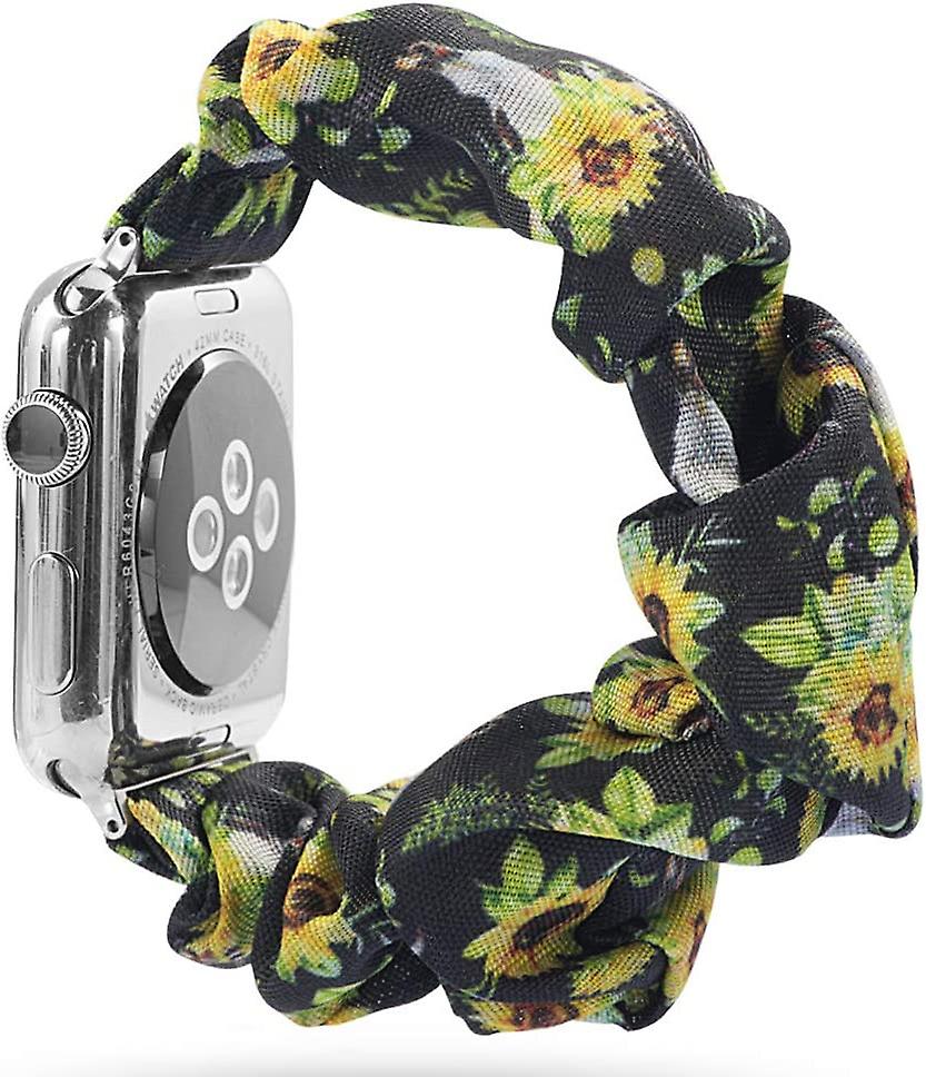 Heytea Compatible Apple Watch Series 7 45mm Scrunchie Band, Soft Printed Elastic Scrunchy Bands for Apple Watch Series 7/SE/6/5/4/3/2/1 42mm 44mm 45mm