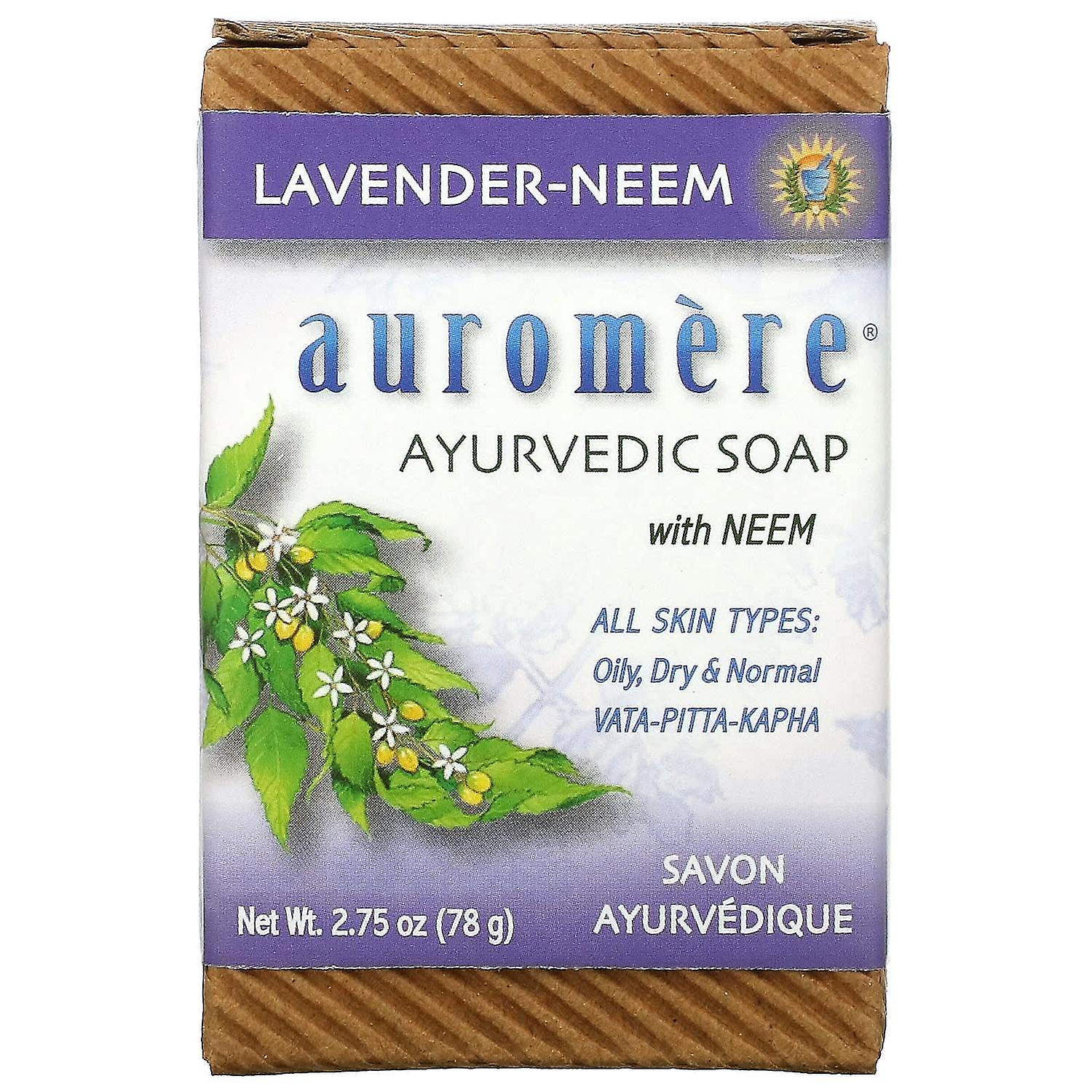 Auromere, Ayurvedic Bar Soap with Neem, Lavender-Neem, 2.75 oz (78 g)