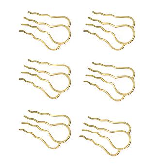 6 Stück 4 Zähne Haarkämme Stecknadeln Messing Haargabel Clips für Mädchen und Frauen, Groß 65 x 35mm, Golden