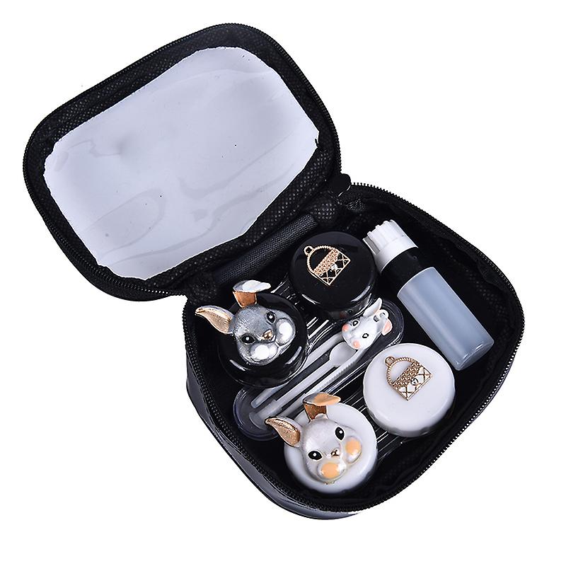 2pairs Contact Lenses Case With Clear Bag Mirror Container Holder Travel Kit