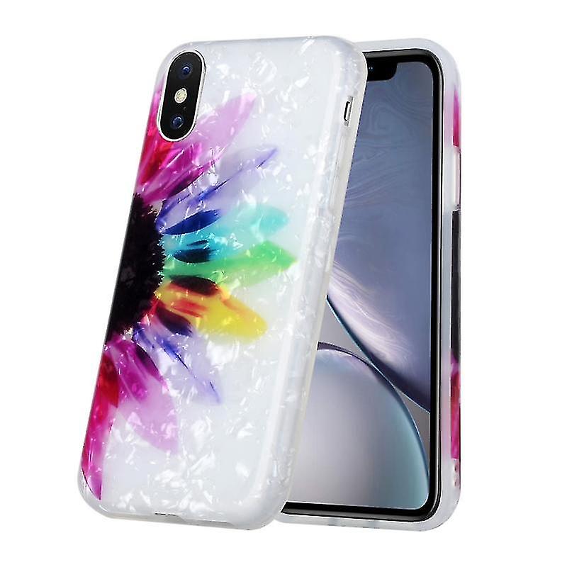 For Iphone Xs Max Shell Texture Pattern Full-coverage Tpu Shockproof Protective Case(colorful Sunflower)