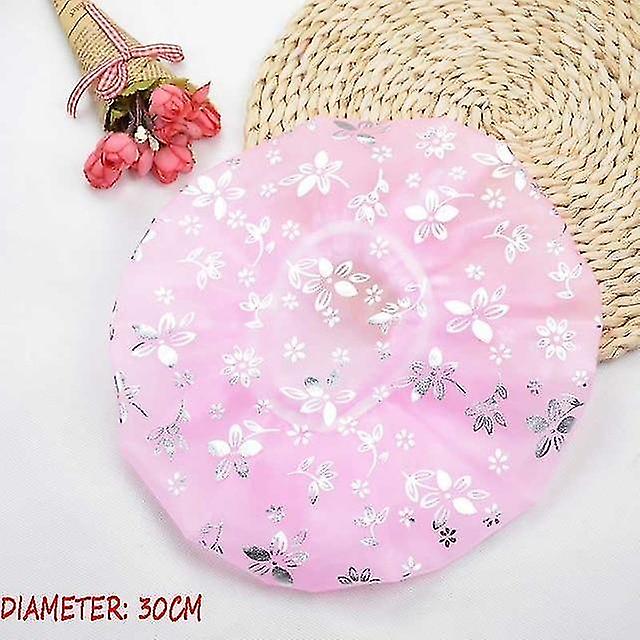 Pink Shower Cap Thicken Elastic Bath Hat Bathing Hair