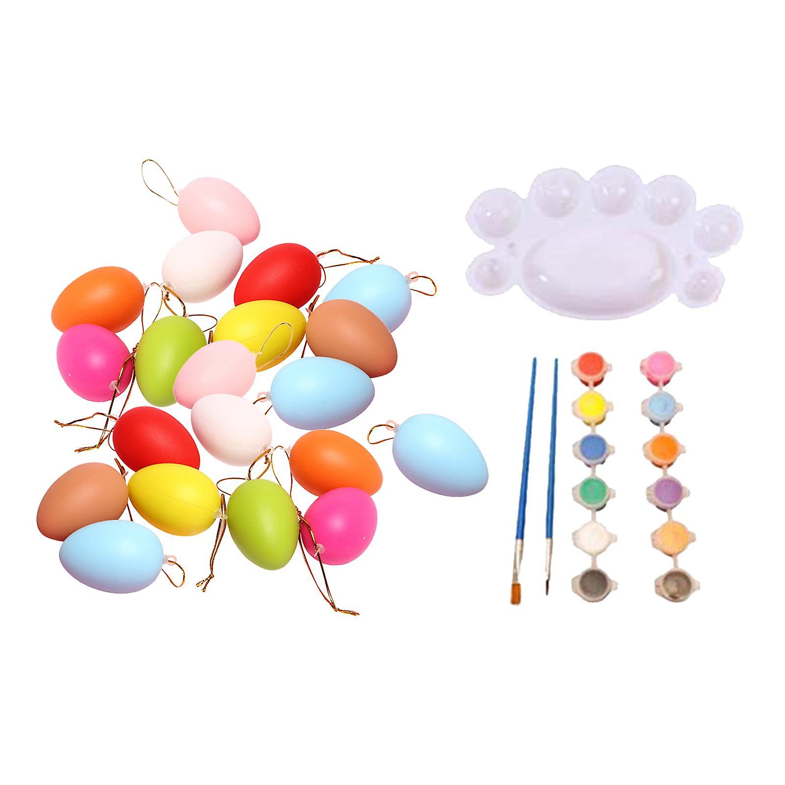 20 Pieces White Easter Eggs Painting Fake Easter Eggs Drawing Paintable Toys Colorful