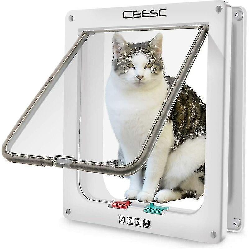 Large Cat Flap (external Size 28cm X 24.9cm), 4-way Locking Cat Flap For Cats And Small Dogs <63cm C