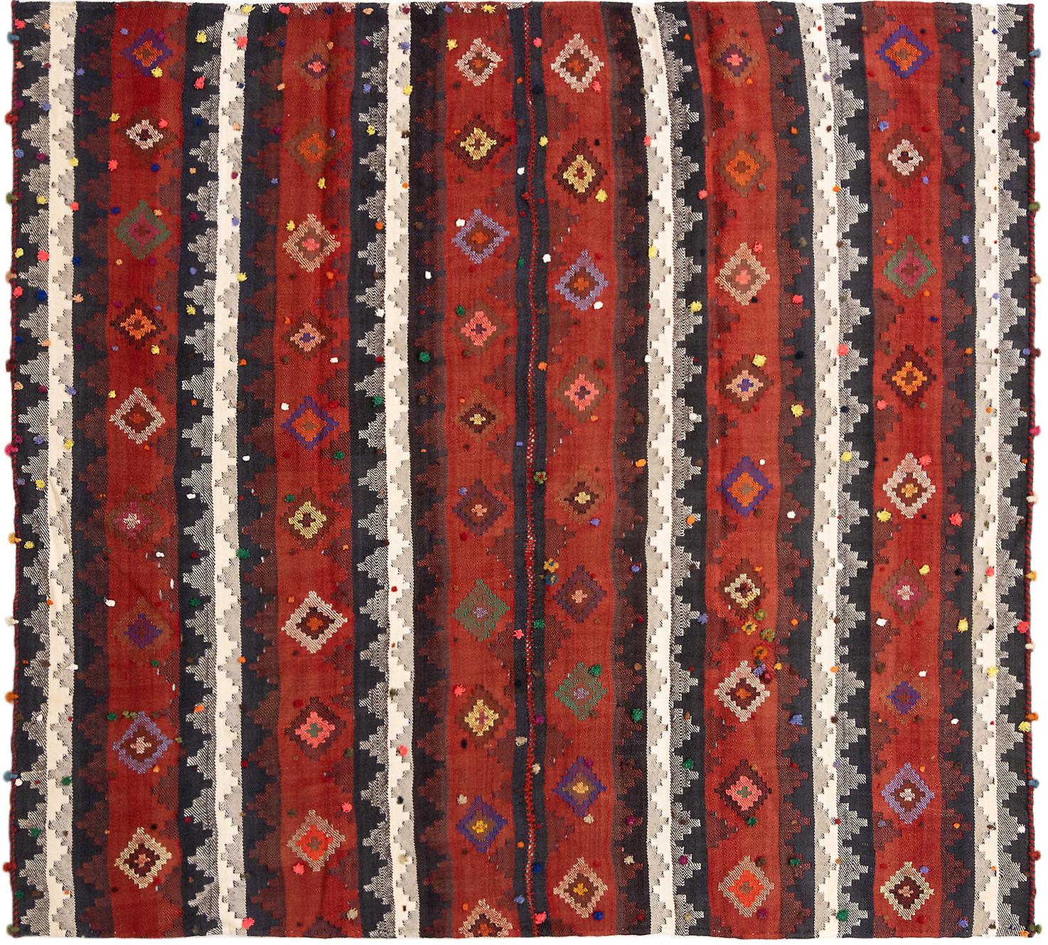 Hadorn Jajim old 213x193 with Red Hand Woven Central Asia Rug