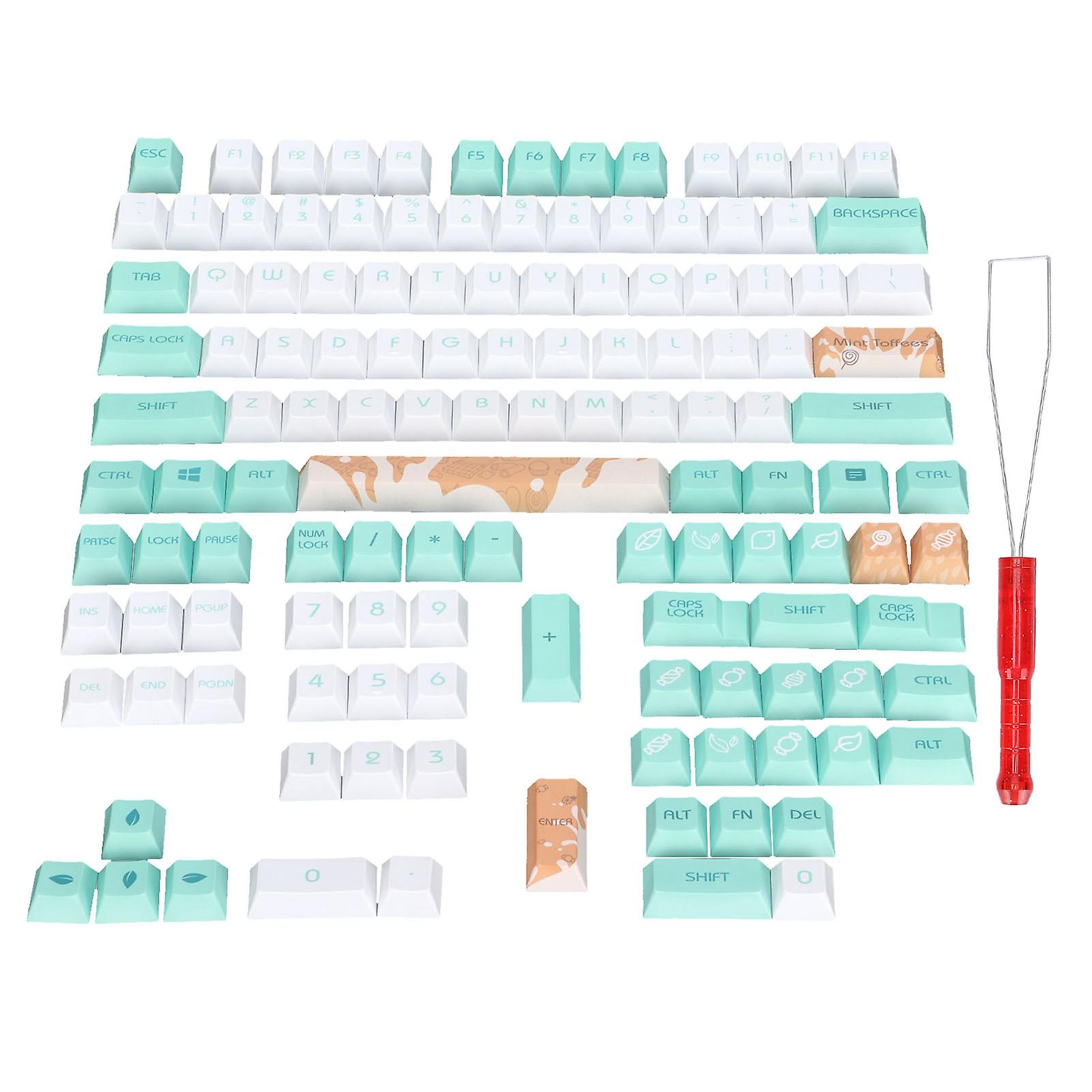 Mechanical Keyboard Replacement Keycaps, Ergonomic Typing Experience With Wear Resistant Translucent Design And Tactile Feel, 128 Keycaps + 1 Shaft