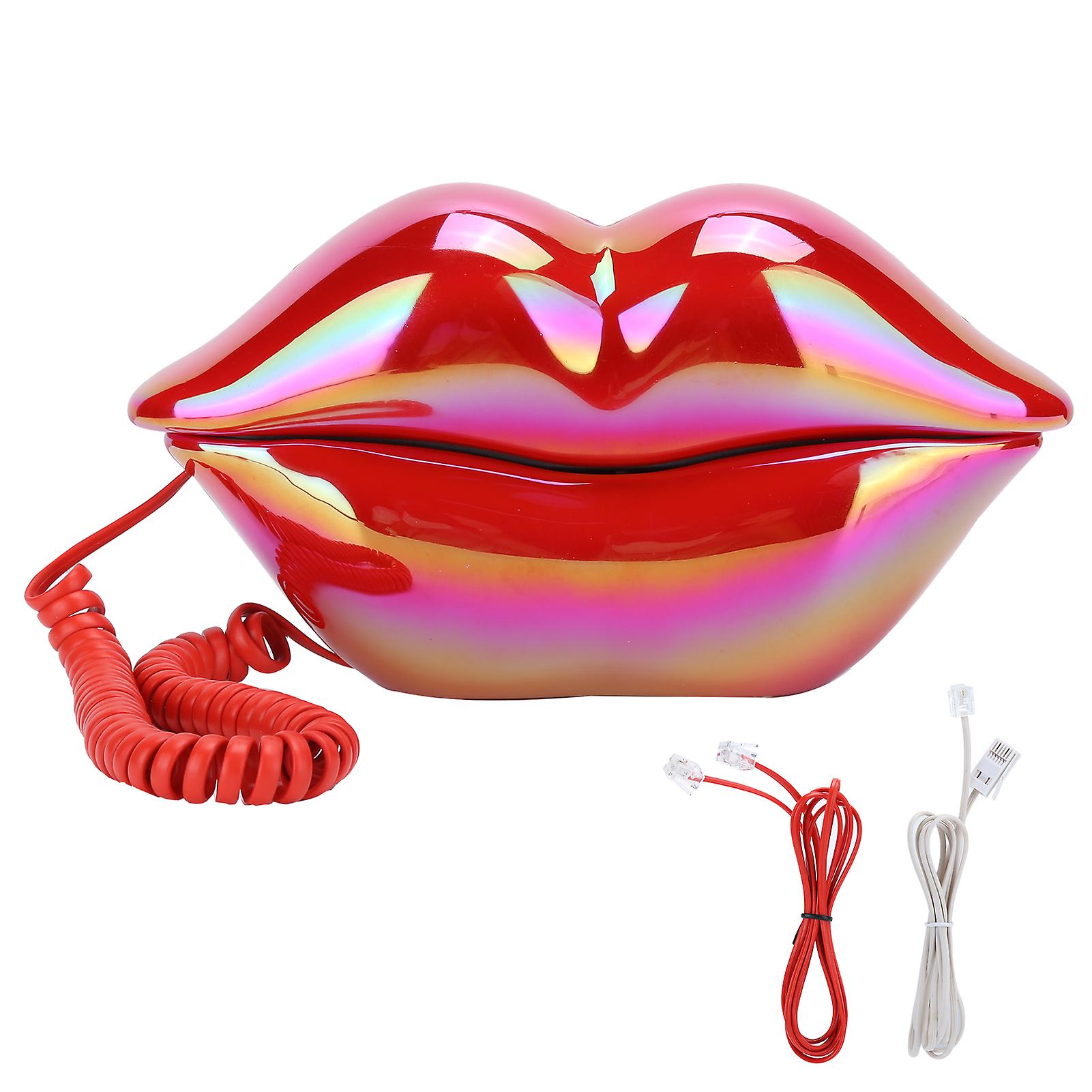 Electroplating Lip Telephone WX-3016: Unique Decor, Gift Idea, Clear Sound, Number Storage