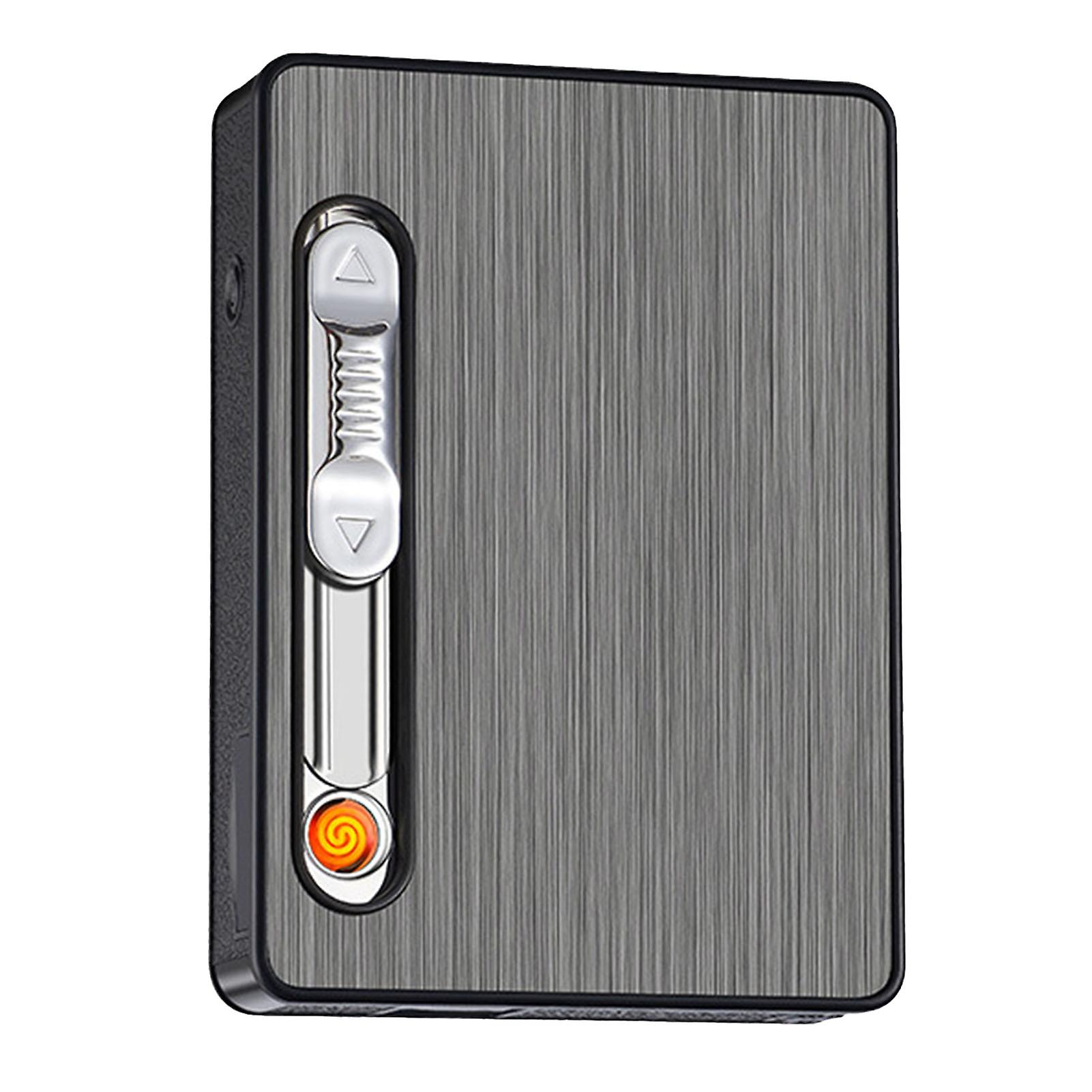 Cigarette Case 3 in 1 Multi Function Rechargeable Cigarette Holder with Windproof Lighter LED Light for 10pcs Cigarettes