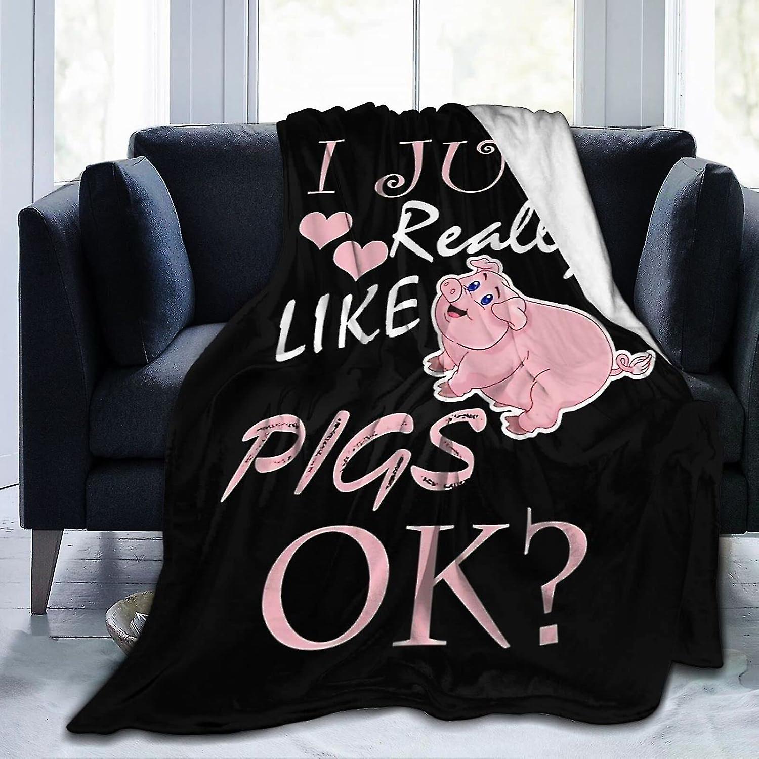Fleece Blanket Pig Blanket Throw Cute Cartoon Pink Pig Piggy Throw