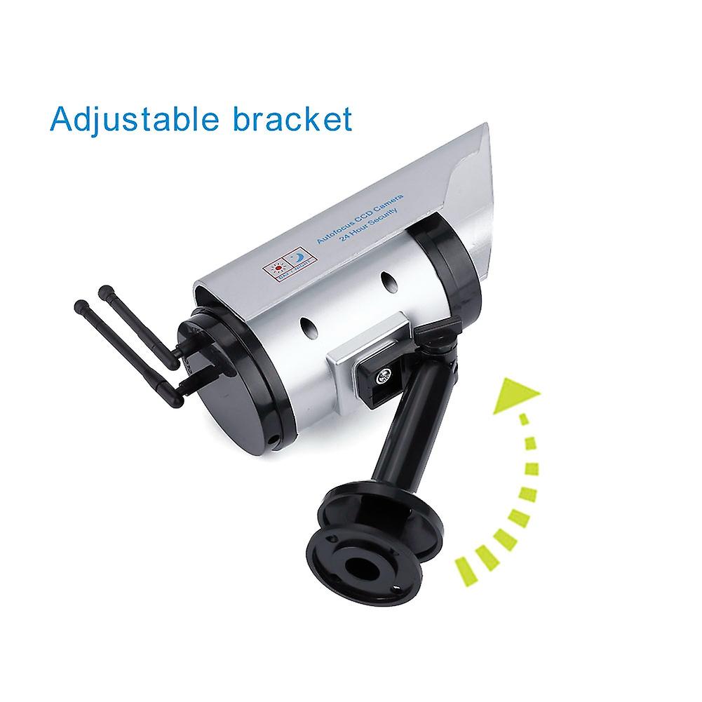 Solar Power Dummy Security Camera with Adjustable Bracket 7.08"x3.14"x2.95" Silver