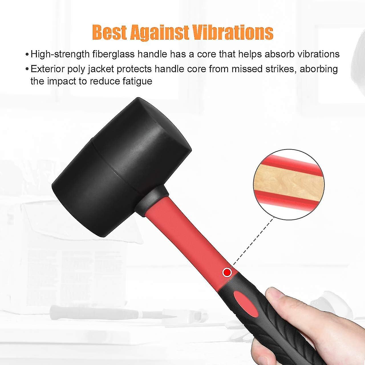 8oz Rubber Mallet - Non-Marking Hammer For Camping, Paving, Woodwork - DIY Tool