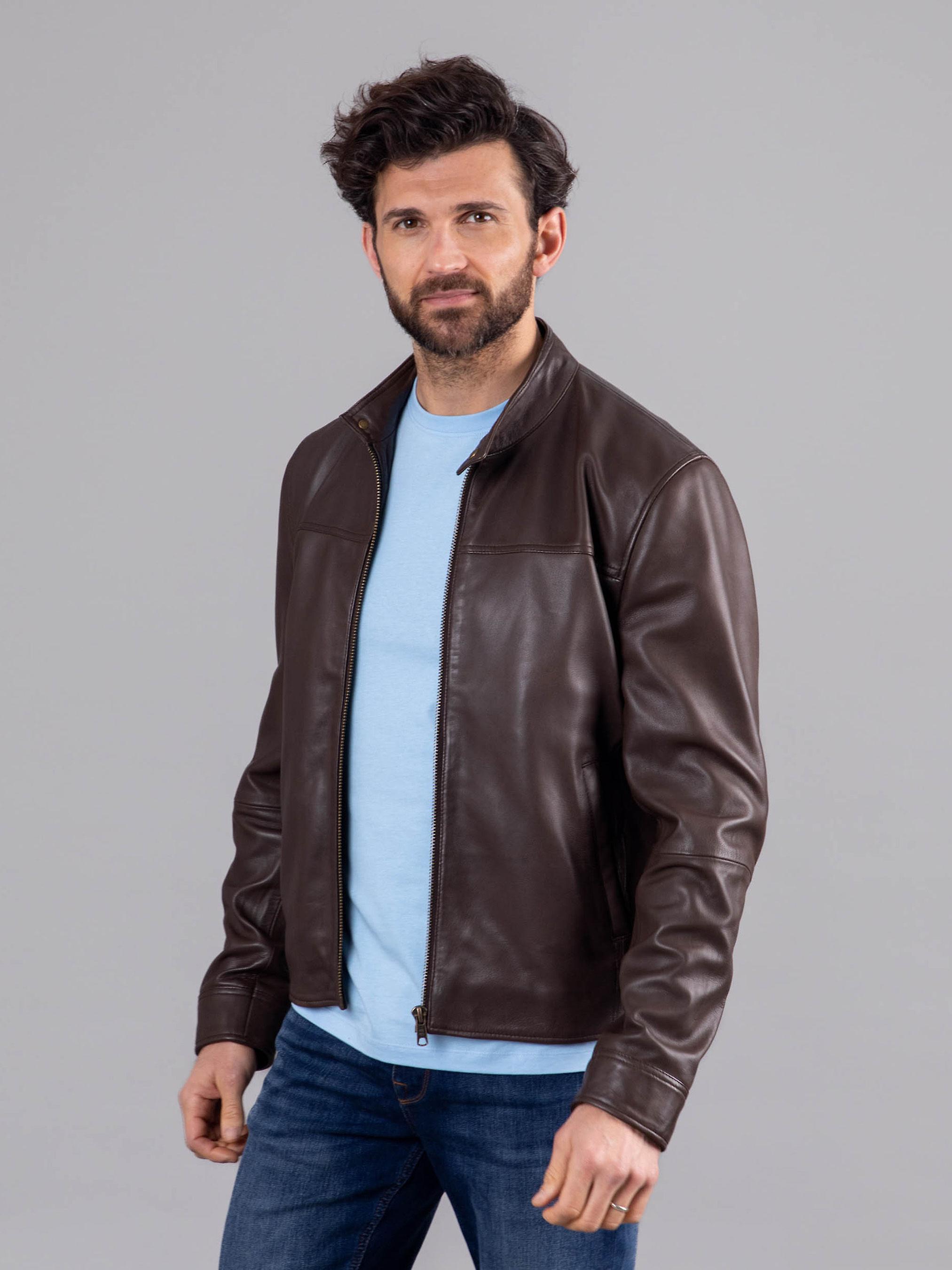 Corby Leather Jacket in Brown