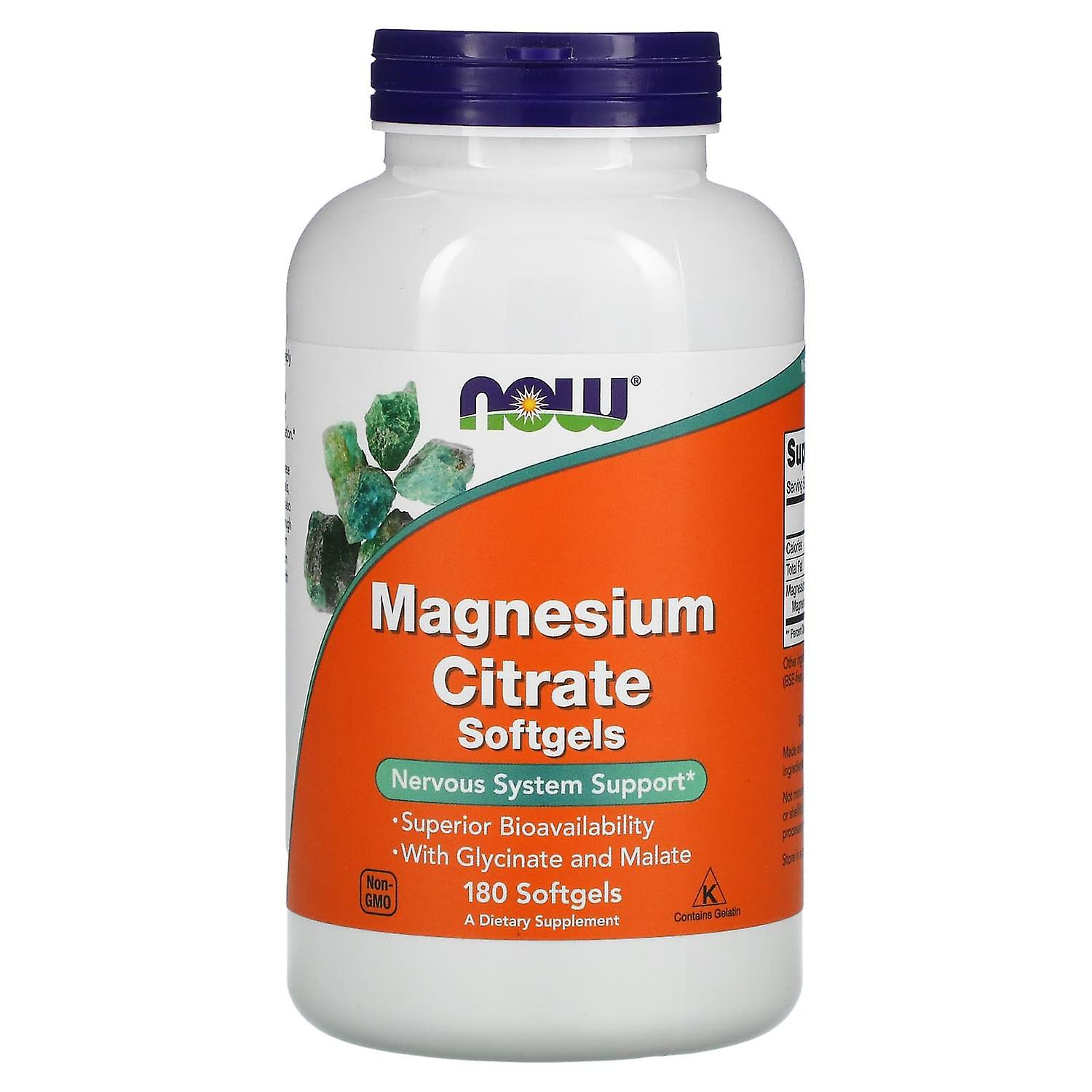 NOW Foods, Magnesium Citrate, 180 Softgels
