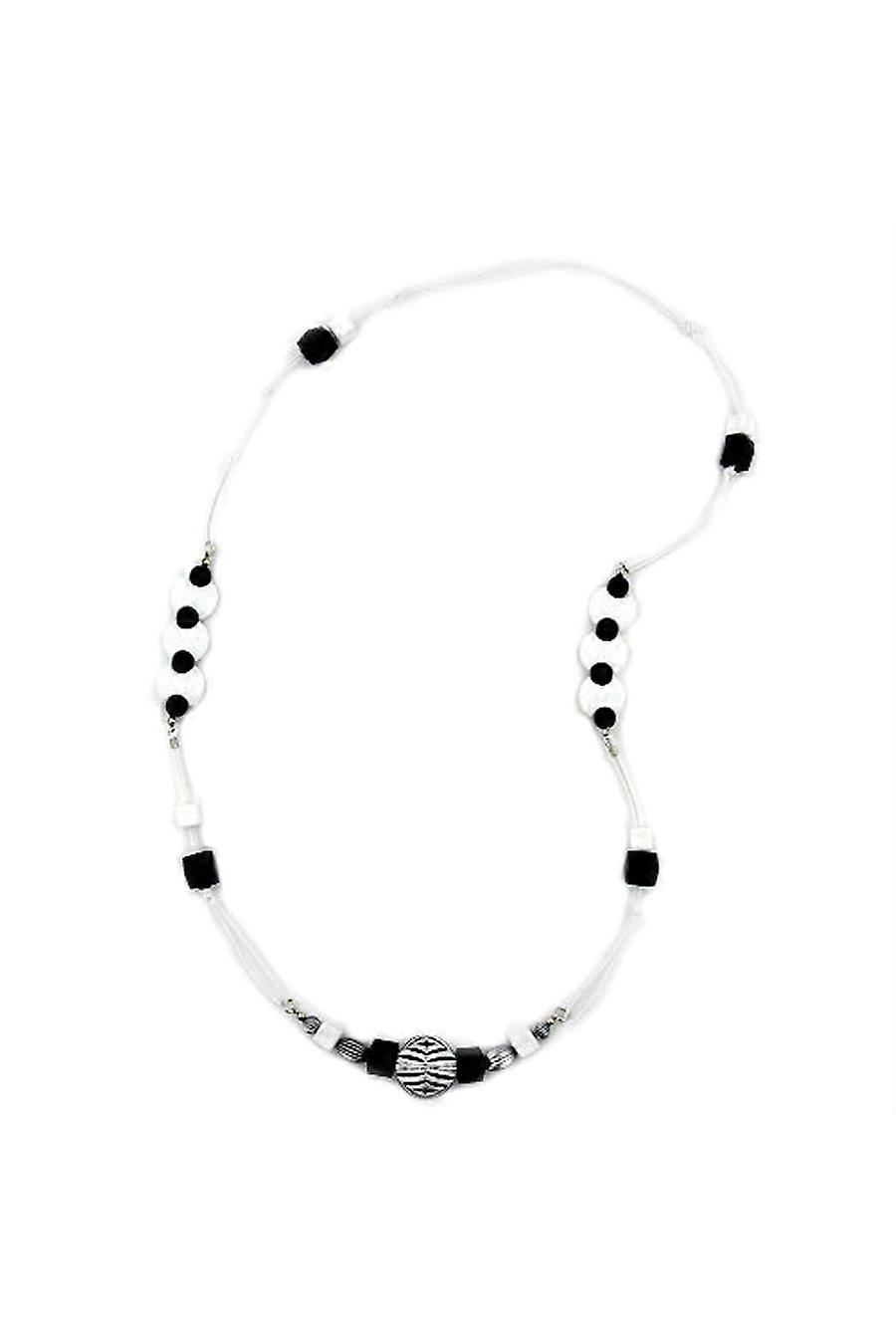 Necklace Engraved Pearl Black-white 95cm - Gl02464