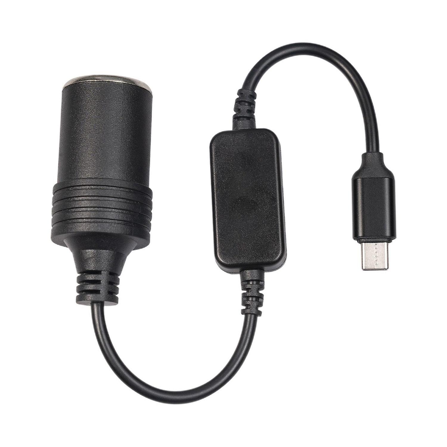 USB C Type C to 12V Car Cigarette Lighter Socket Female Converter Adapter Cord for Car Cigarette Lig