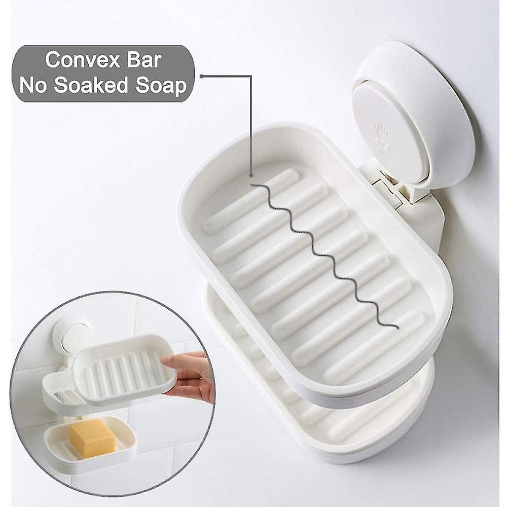 Double Layer Soap Dish Suction Cup Soap Holder-shower,soap Bar Case