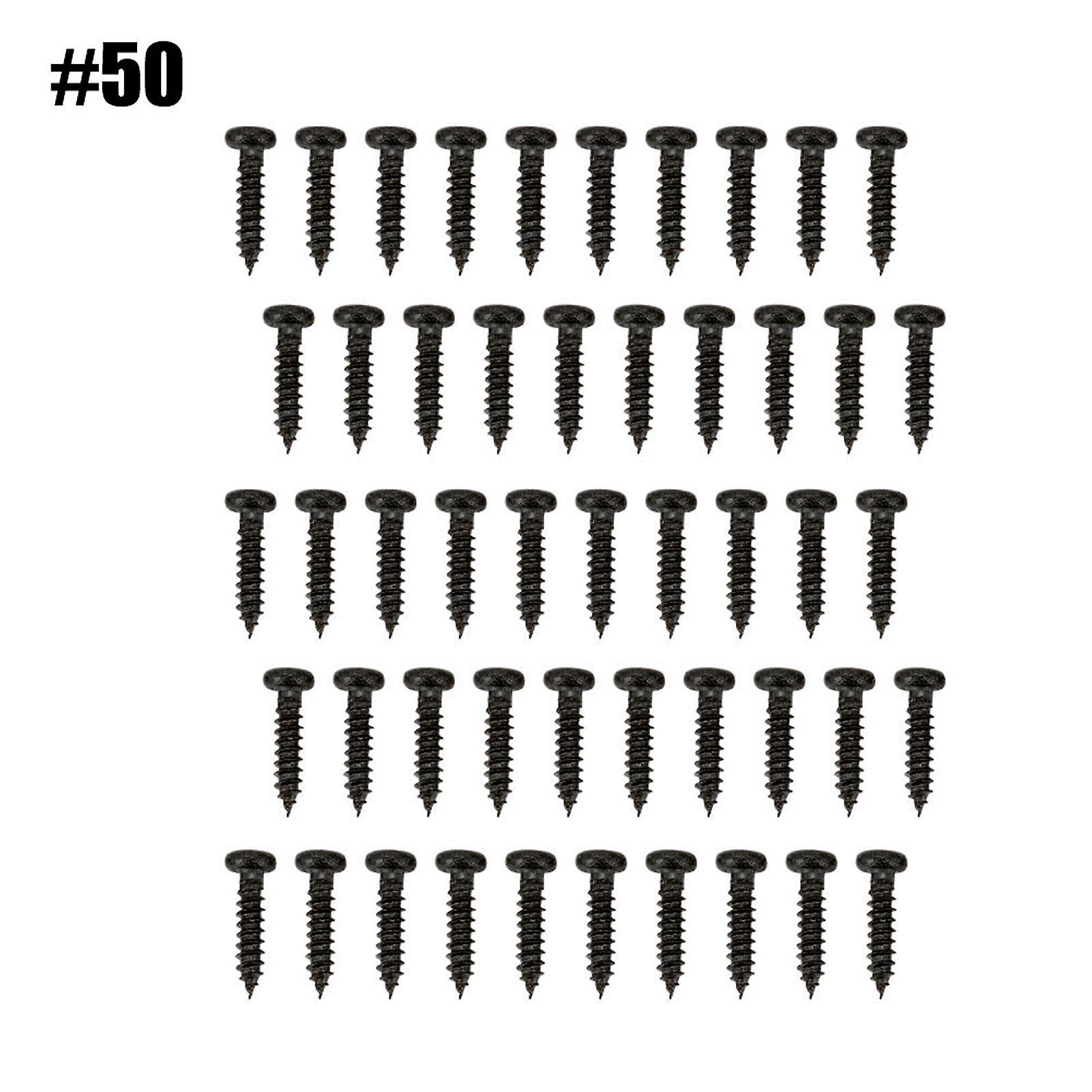 50 Pcs Chrome Guitar Tuning Pegs Machine Head Screws (Black)