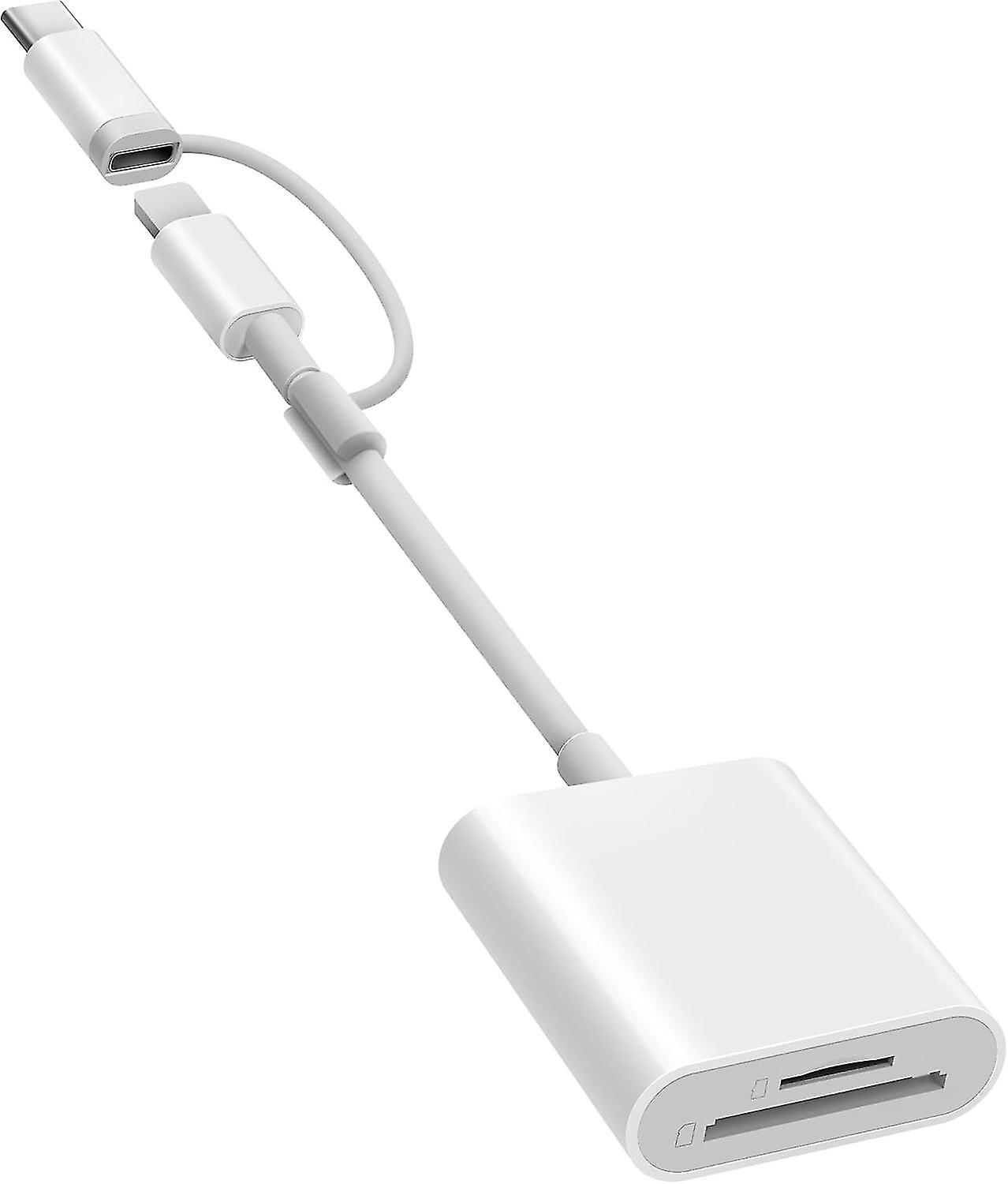 SD Card Reader for iPhone iPad, 2 in 1 SD and TF Card Adapter Portable Trail Camera Viewer