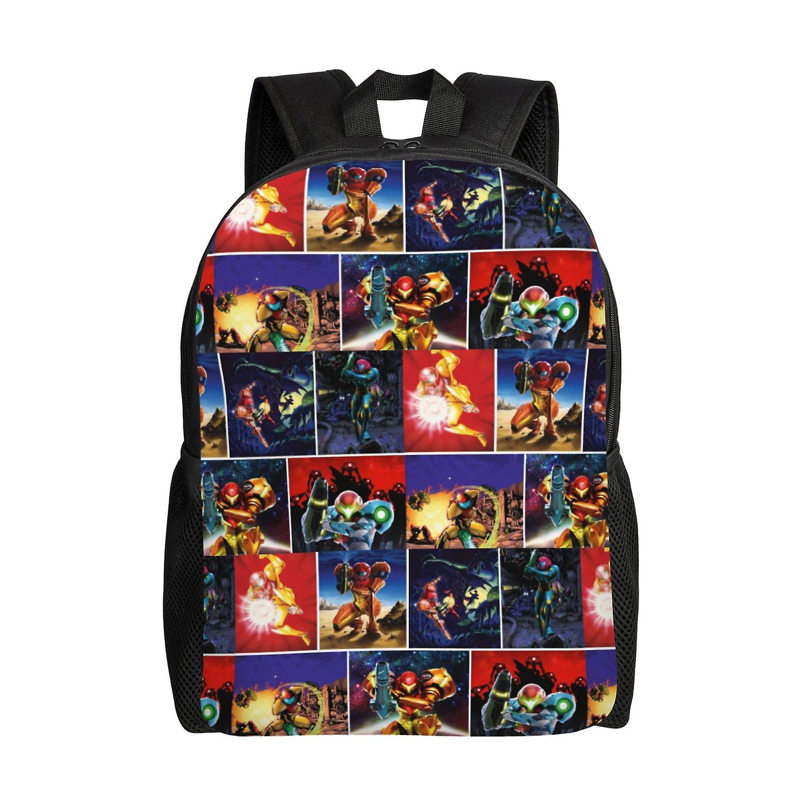 Metroid Samus Aran Funny Backpack Daypack for Work Anime Bag Notebook Bag