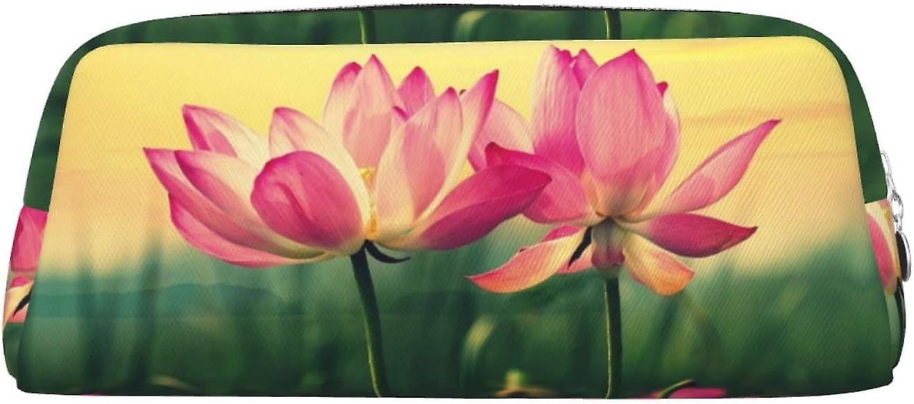 FS1725 Lotus Blomster Print blyantpose, stilfuldt læder til blyantpose