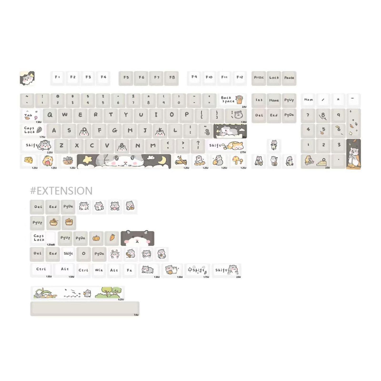 PBT Keycaps 141 Keys Cute Ideal Gift Replacement Mechanical Keyboard Keycaps