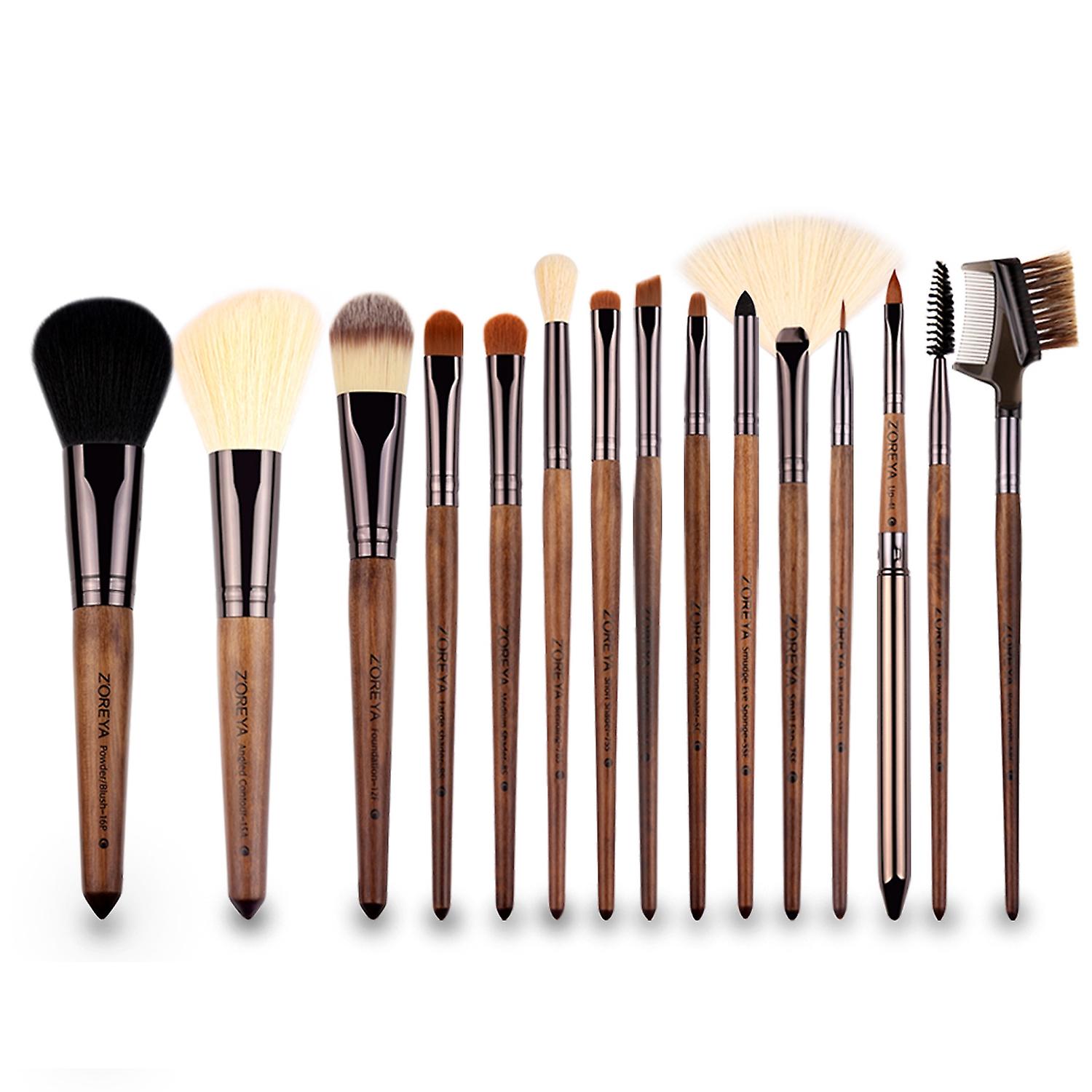 15 In 1 Black Walnut Makeup Brush Set