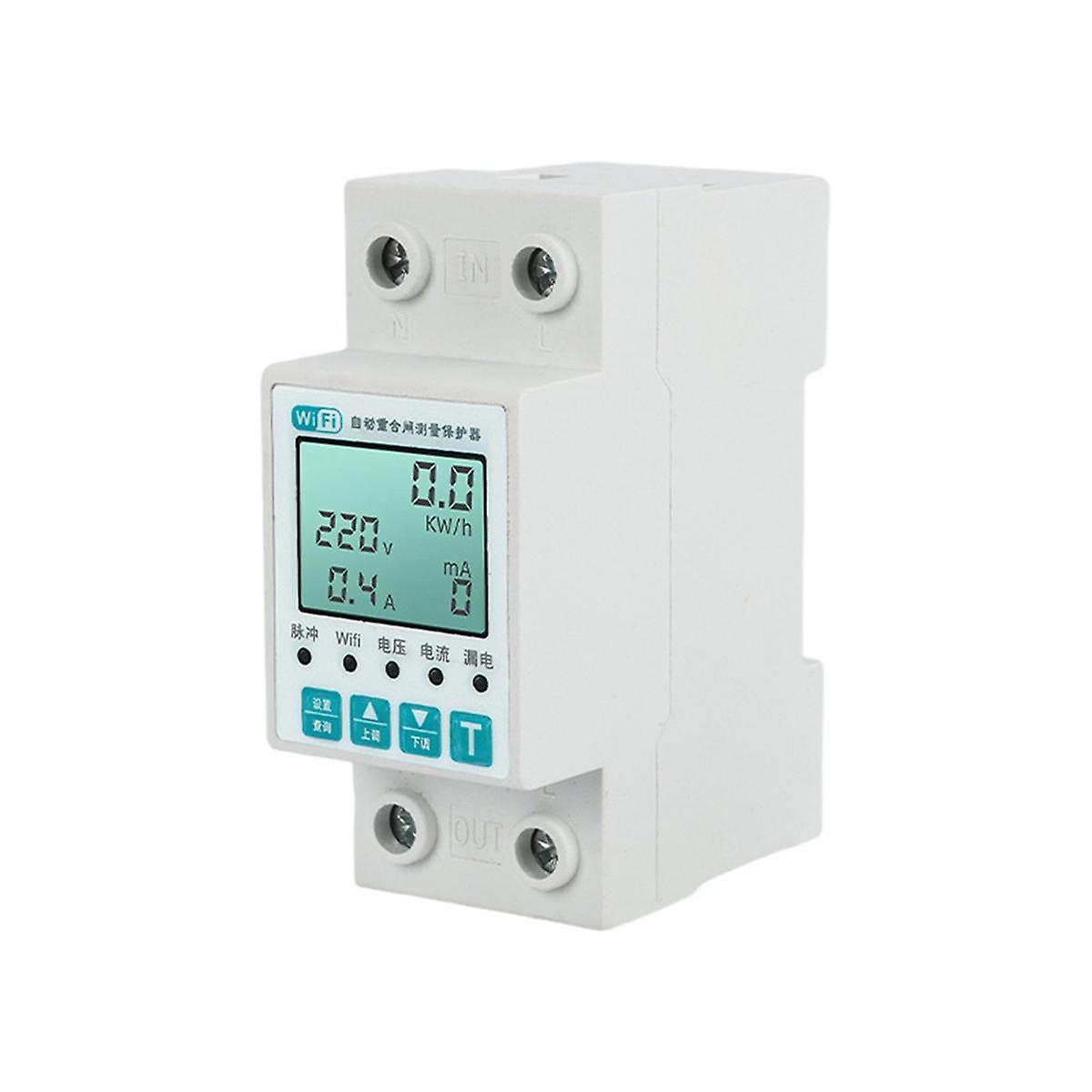 Tuya WiFi Electricity Meter 11-In-1 LCD Energy Meter Auto-Reclosing over Under Voltage Current Protector Switch