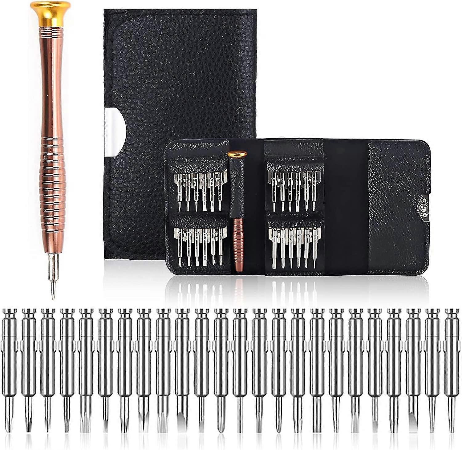 Precision Screwdriver Mini 25 In 1 Precision Screwdriver Kit Repair Tools, Screwdriver Tools Set Leather Case For Iphone, Cellphone, Laptop, Watch, To