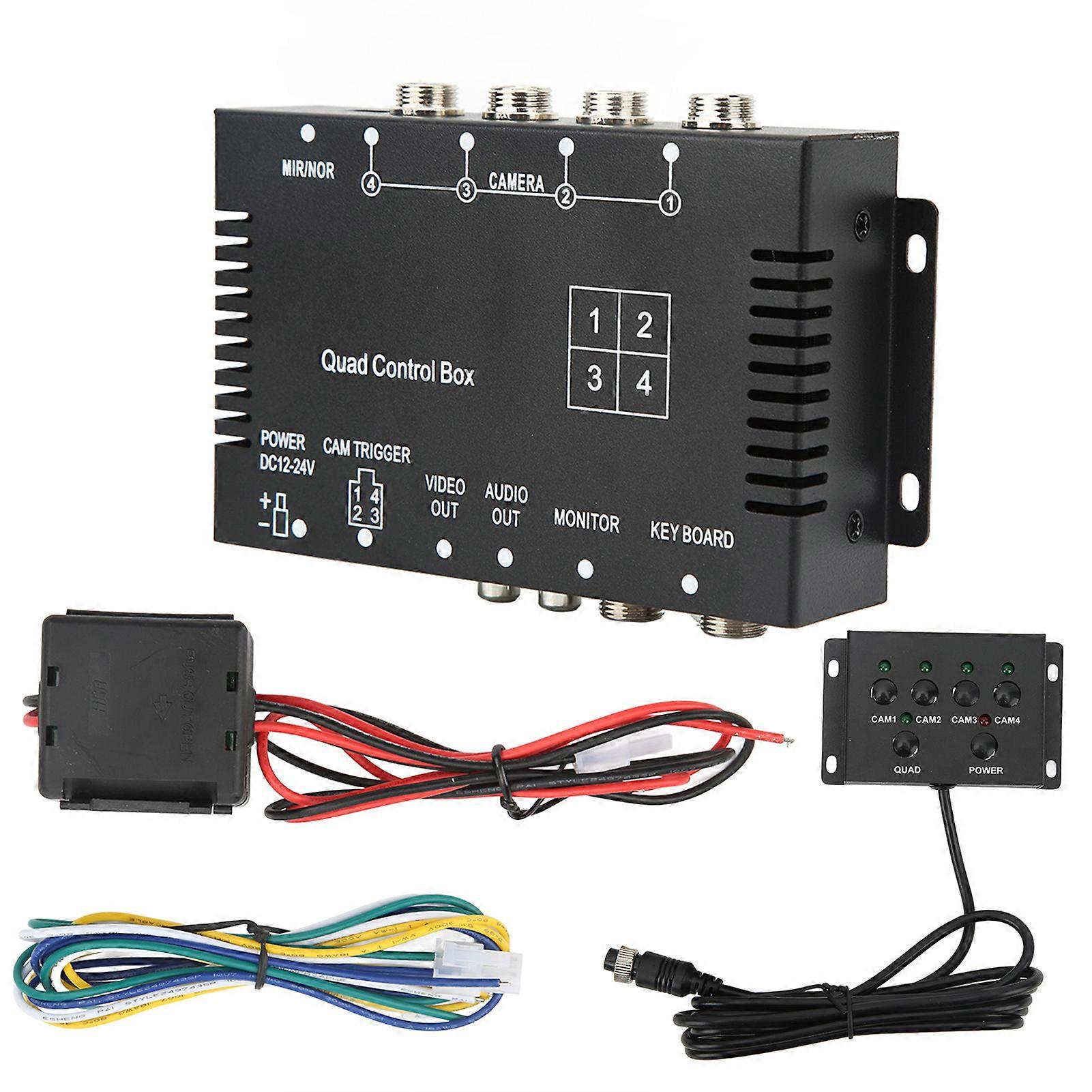 4 Channel Video Splitter Control Box DC12V 24V Image Switch Remote Control High Definition for Truck Bus Boat NO.08468