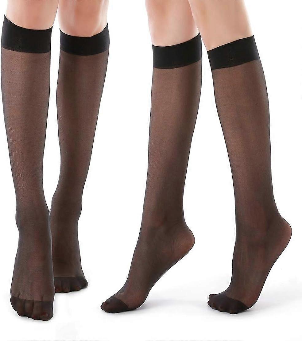 10 Pairs Knee High Pantyhose with Reinforced Toe - 20D Nylon Stockings for Women