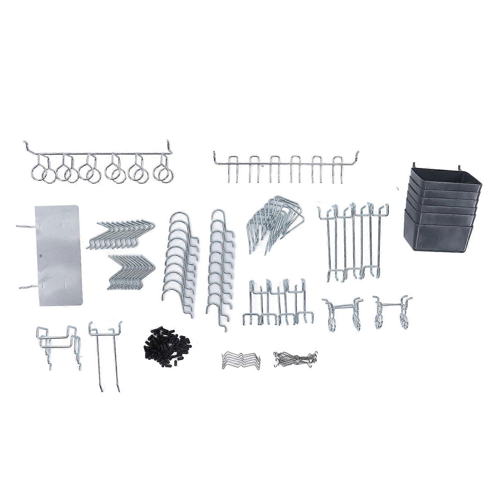 140Pcs Pegboard Hooks Assortment with Bins Peg Locks Wall Hanging for Tools Organizing