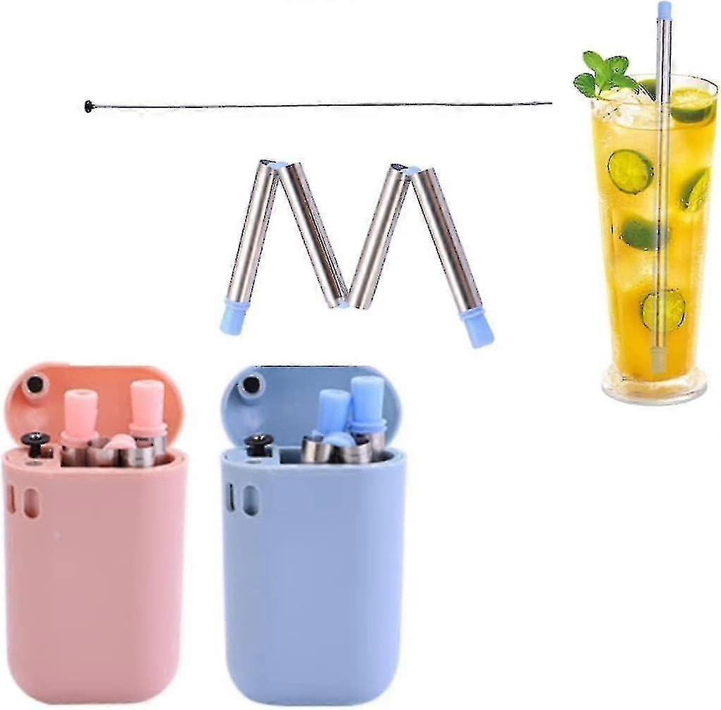 2pcs Collapsible Straw With Travel Case, Foldable Straws Reusable Environmentally Friendly Straw Wit