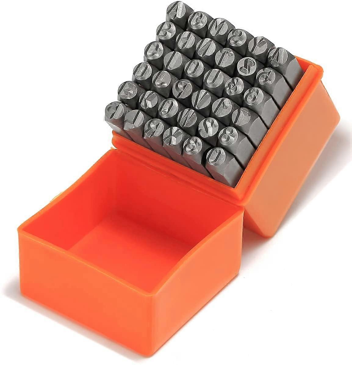Ammattimainen 36-osainen teräksinen metallileimaustyökalusarja, numero- ja isokirjainleimasarja (A-Z &0-9) (1/4) 6mm korujen käsityöleimaamiseen gy-6MM