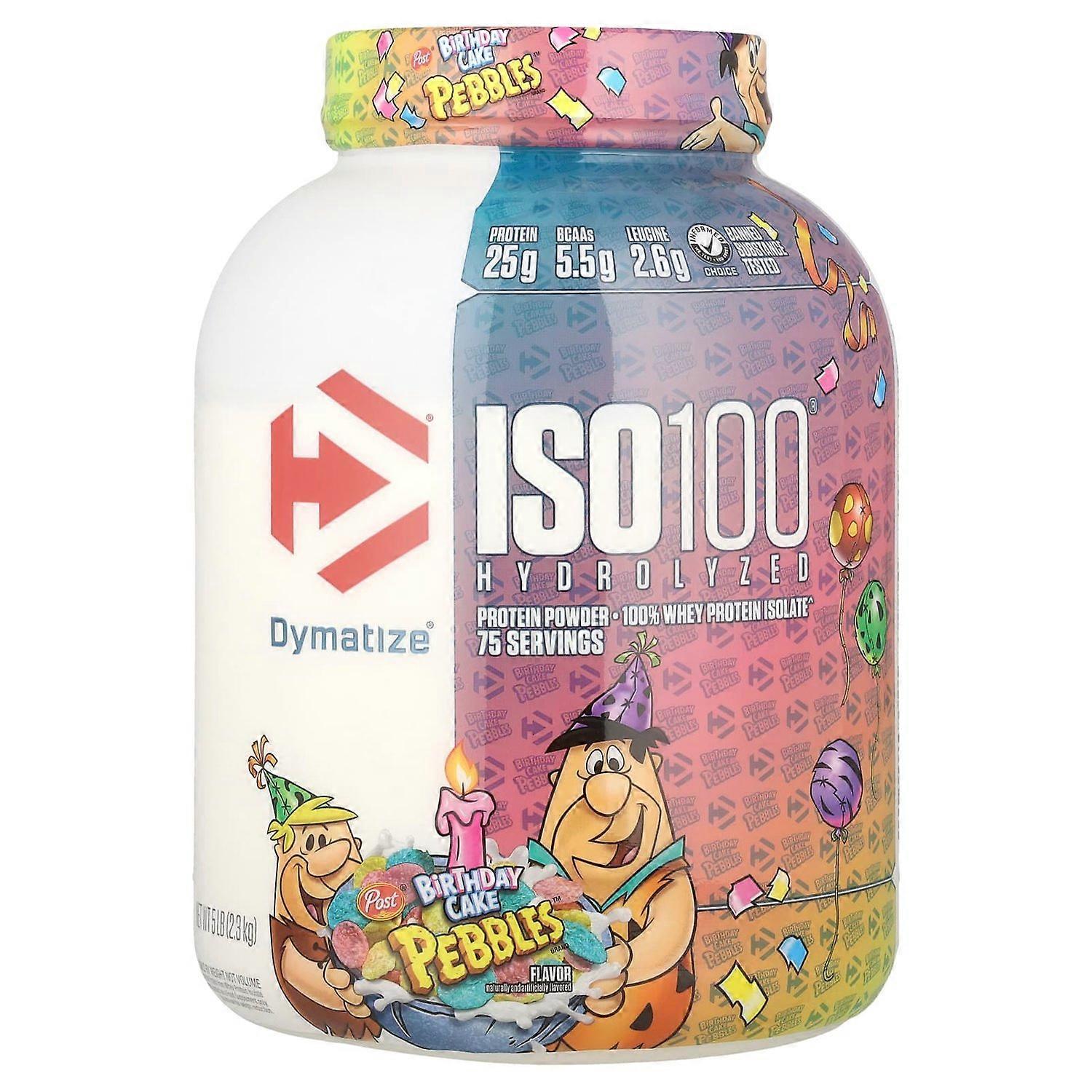 Dymatize, ISO100 Hydrolyzed, 100% Whey Protein Isolate, Birthday Cake Pebbles, 5 lb (2.3 kg)
