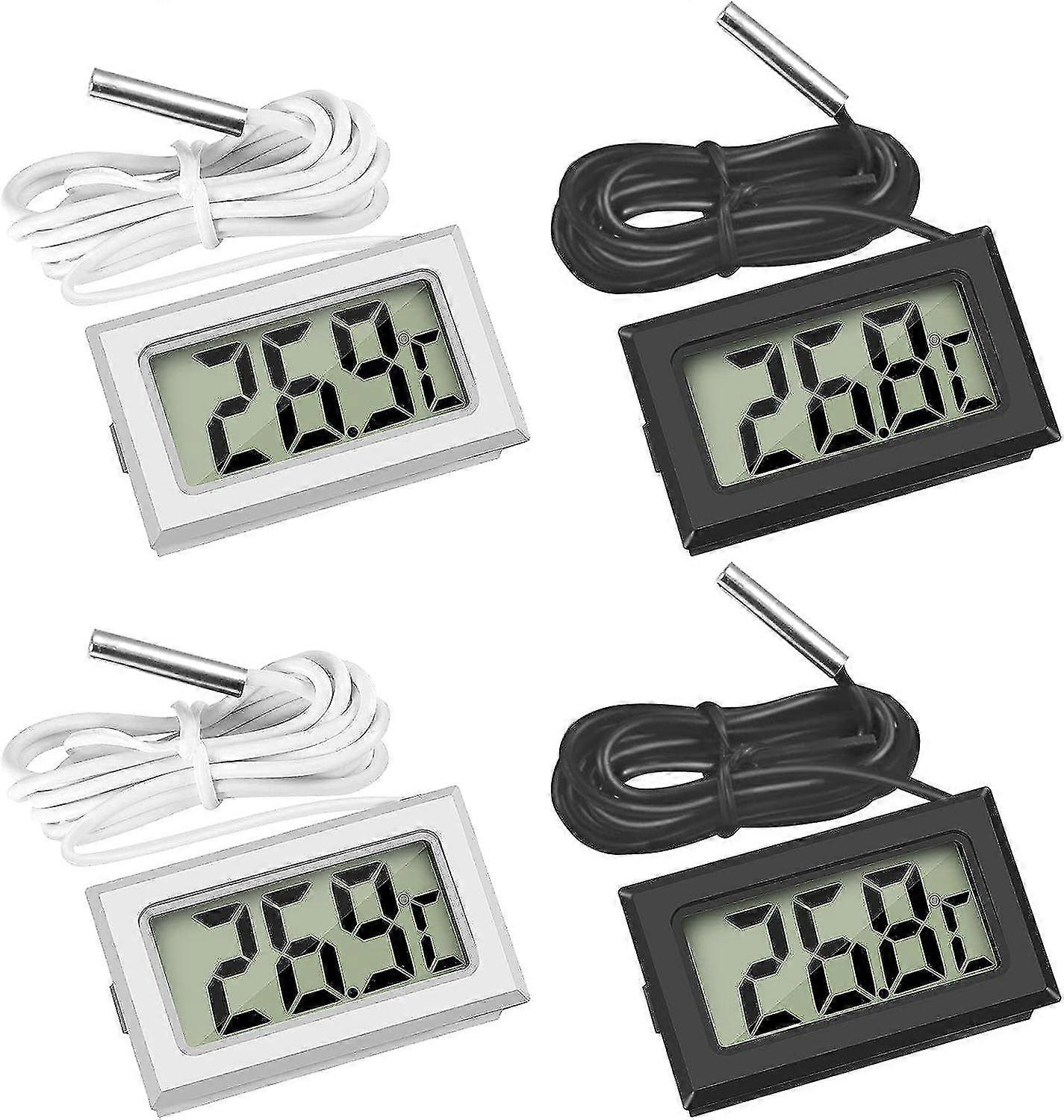 Mini LCD Digital Thermometer Temperature Tester with External Sensor for Fridge Freezer Fridge Aquarium (4 PCS with External Sensor)