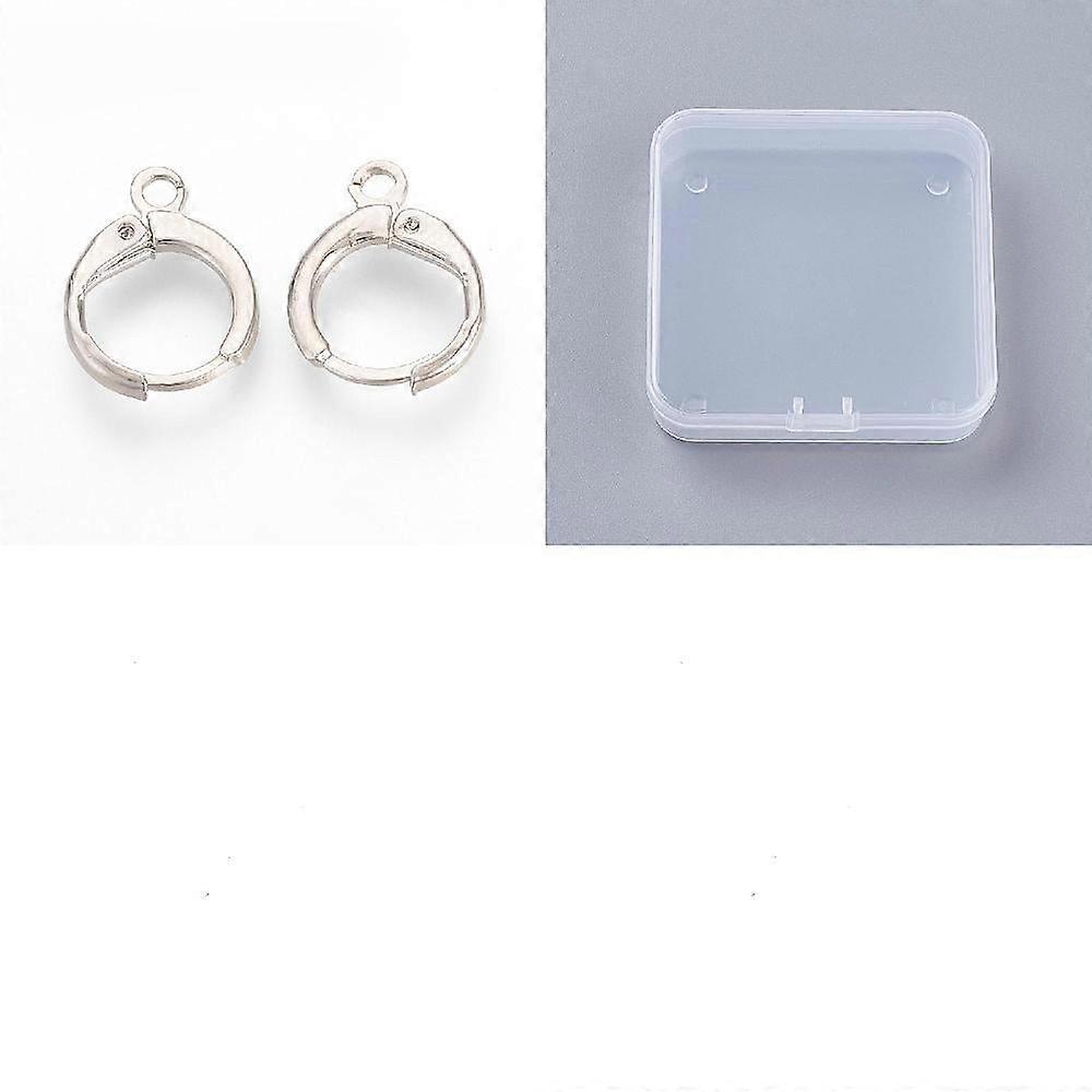 50Pcs Brass Leverback Earring Findings with Loop Platinum 15x11.5x2mm Hole: 2mm Pin: 1mm