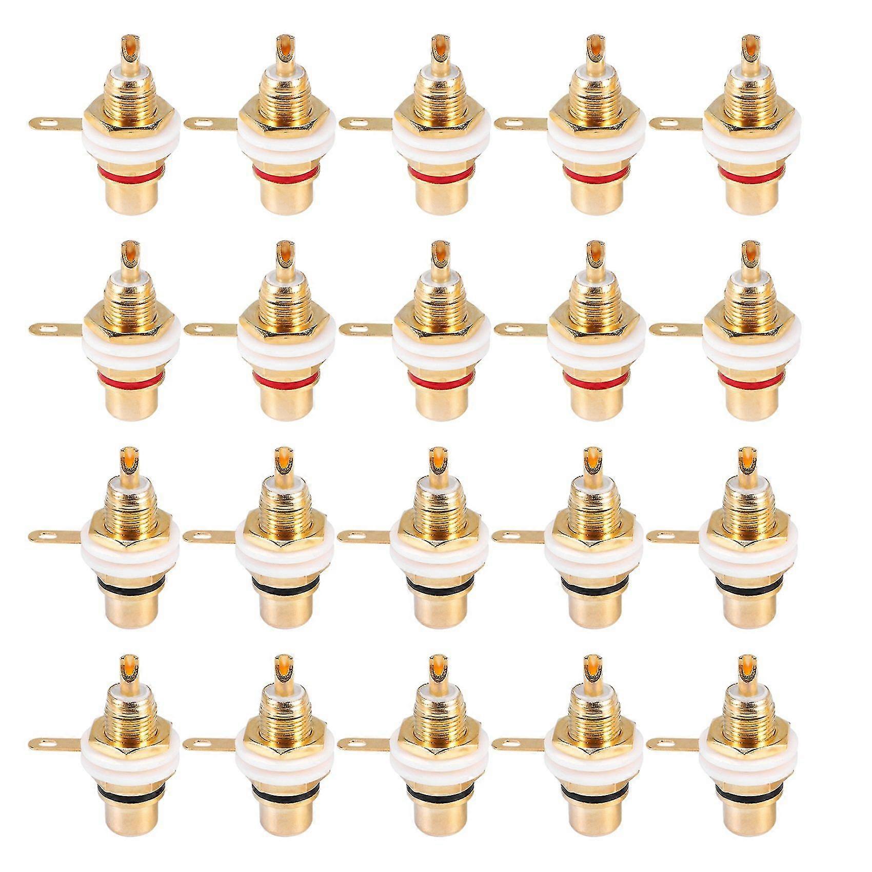 20pcs Gold Plated Rca Terminal Jack Plug Compatible Amplifier Speaker