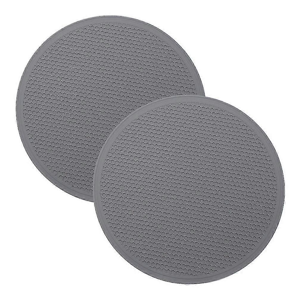 2pcs round insulation silicone mats non-slip heat(light gray)