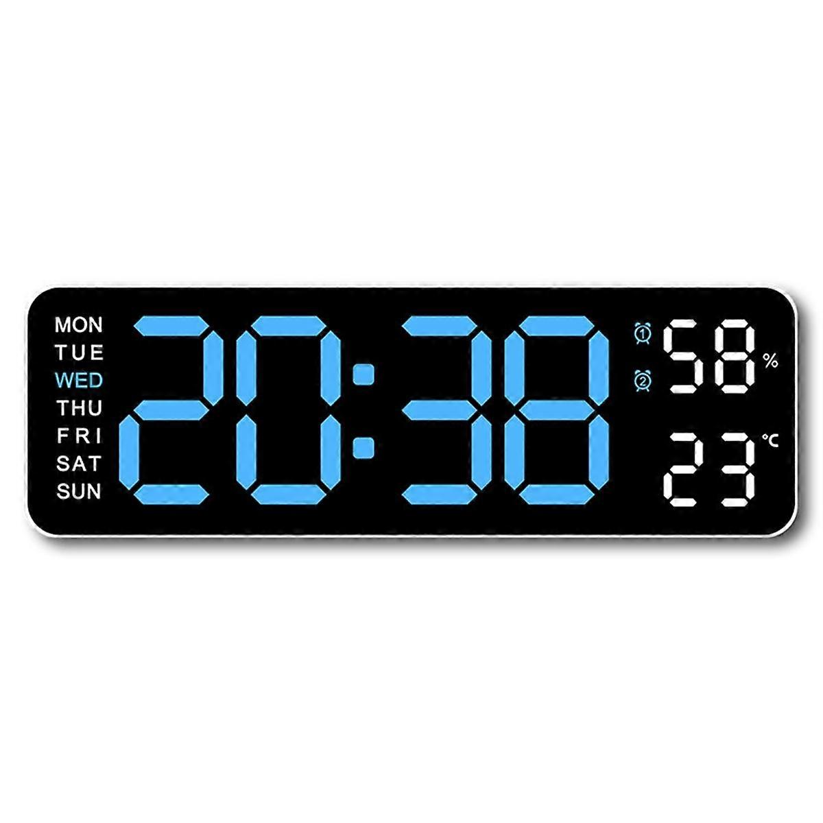 Large Digital Wall Clock Temperature and Humidity Week Display Electronic LED Table Alarm Clock 12/