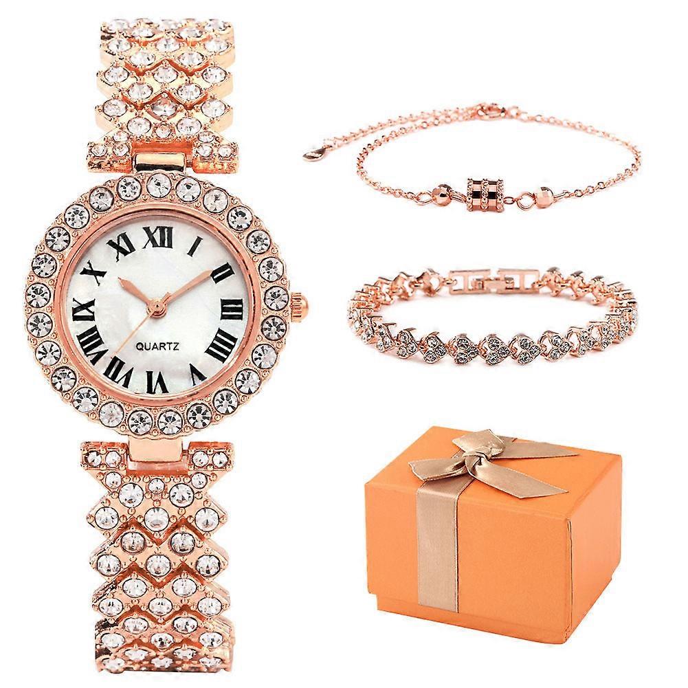 Set Orologio Braccialetto Donna In Oro - Orologio Luminoso, Perfetto Per Regali E Feste