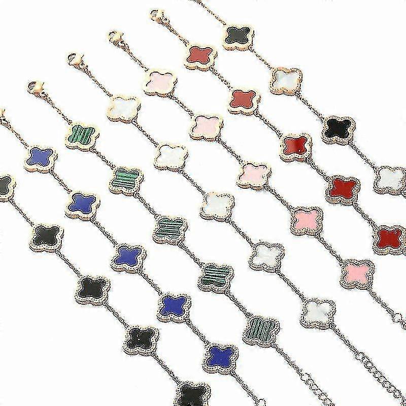 Lucky Titanium Steel Four-leaf Clover Bracelet Couple 18k Rose Gold Unfading Tw