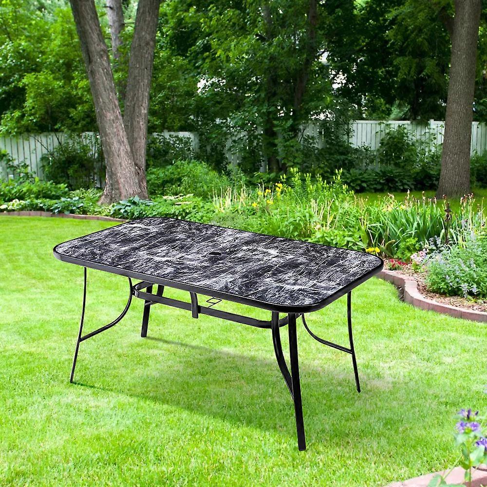 120cm Garden Tempered Glass Marble Coffee Table