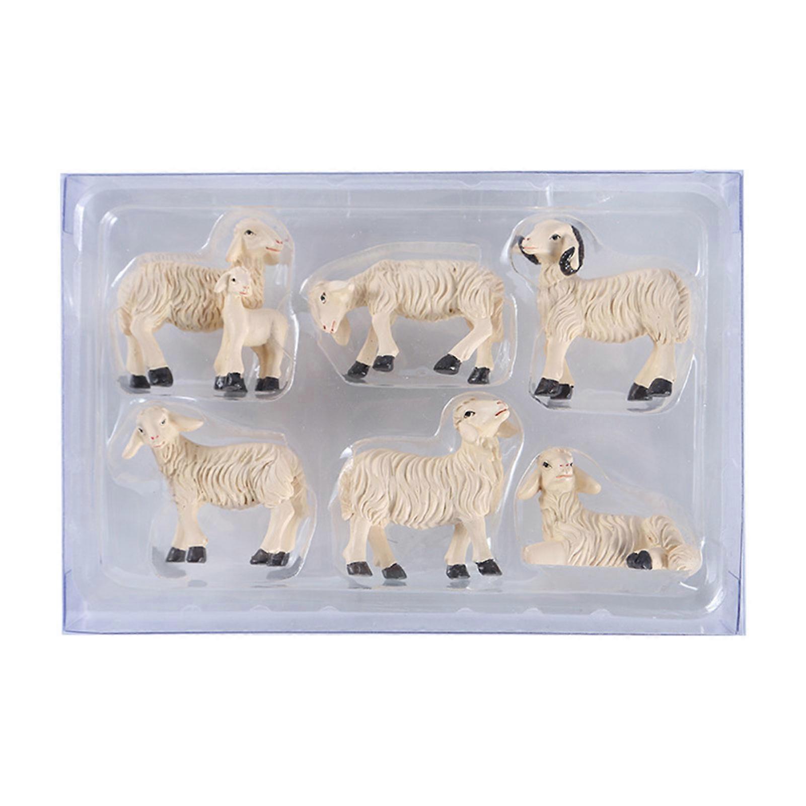 Delicate White Goat Figurine Set Finely Polished Cute Appearance for Bookshelf Table Desk Decoration