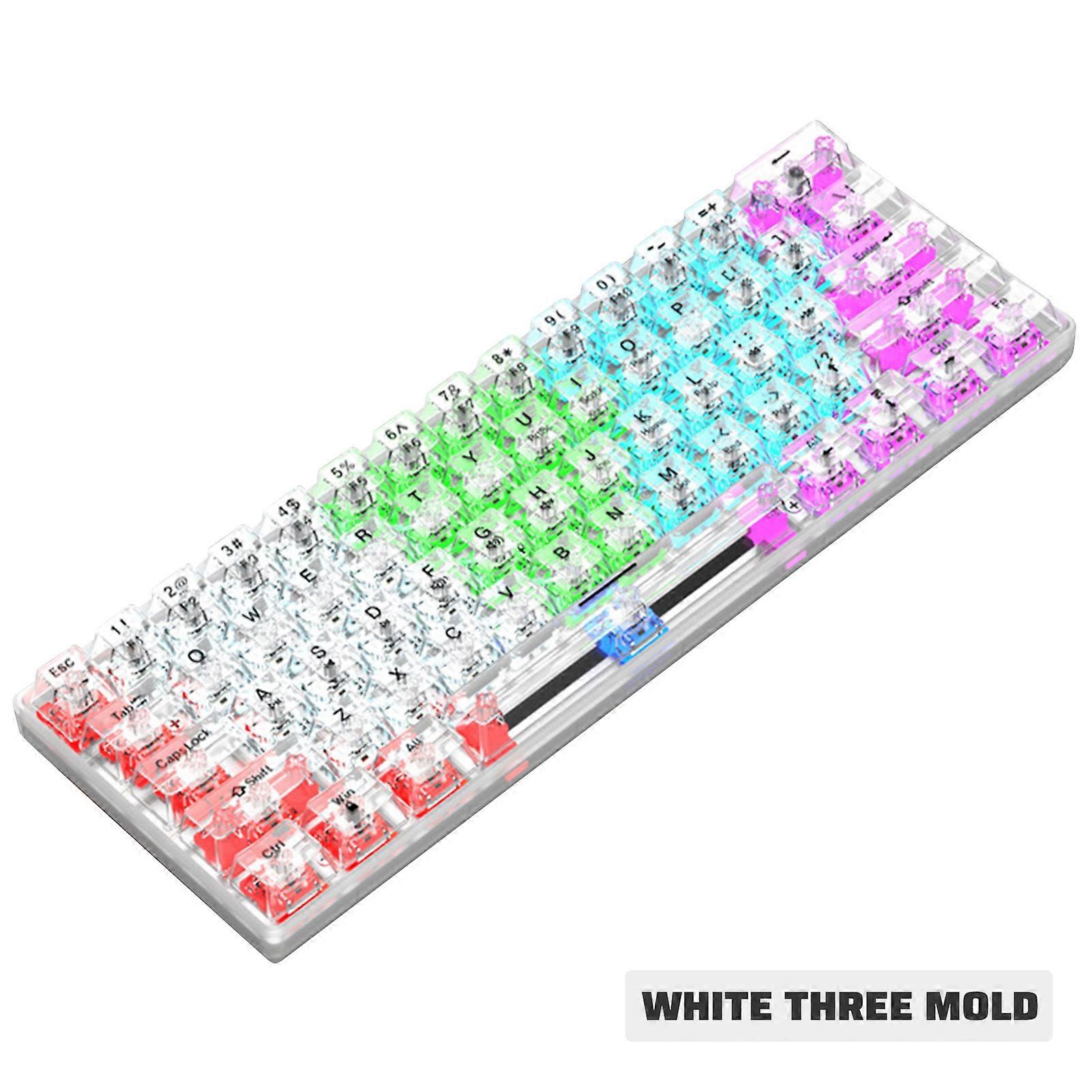 מקלדת מכנית 61 מקשים הניתנת להחלפה חמה עם מכסה מקשים שקוף מקלדת זוהרת קווית