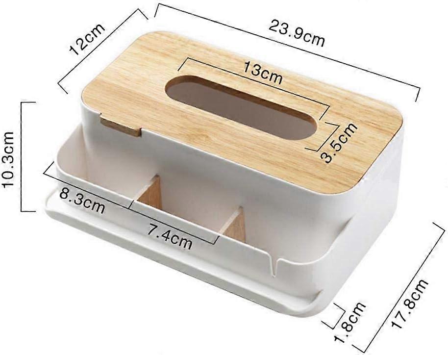 Rectangular Tissue Box, Tissue Box with Compartments, Multi-Function Storage Box for Bathroom, Kitchen and Office,2024 Ping