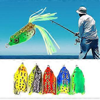 5pcs / set frosch köder streifen linie doppelhaken bunte weiche simulierte topwater angeln crankbait für aus